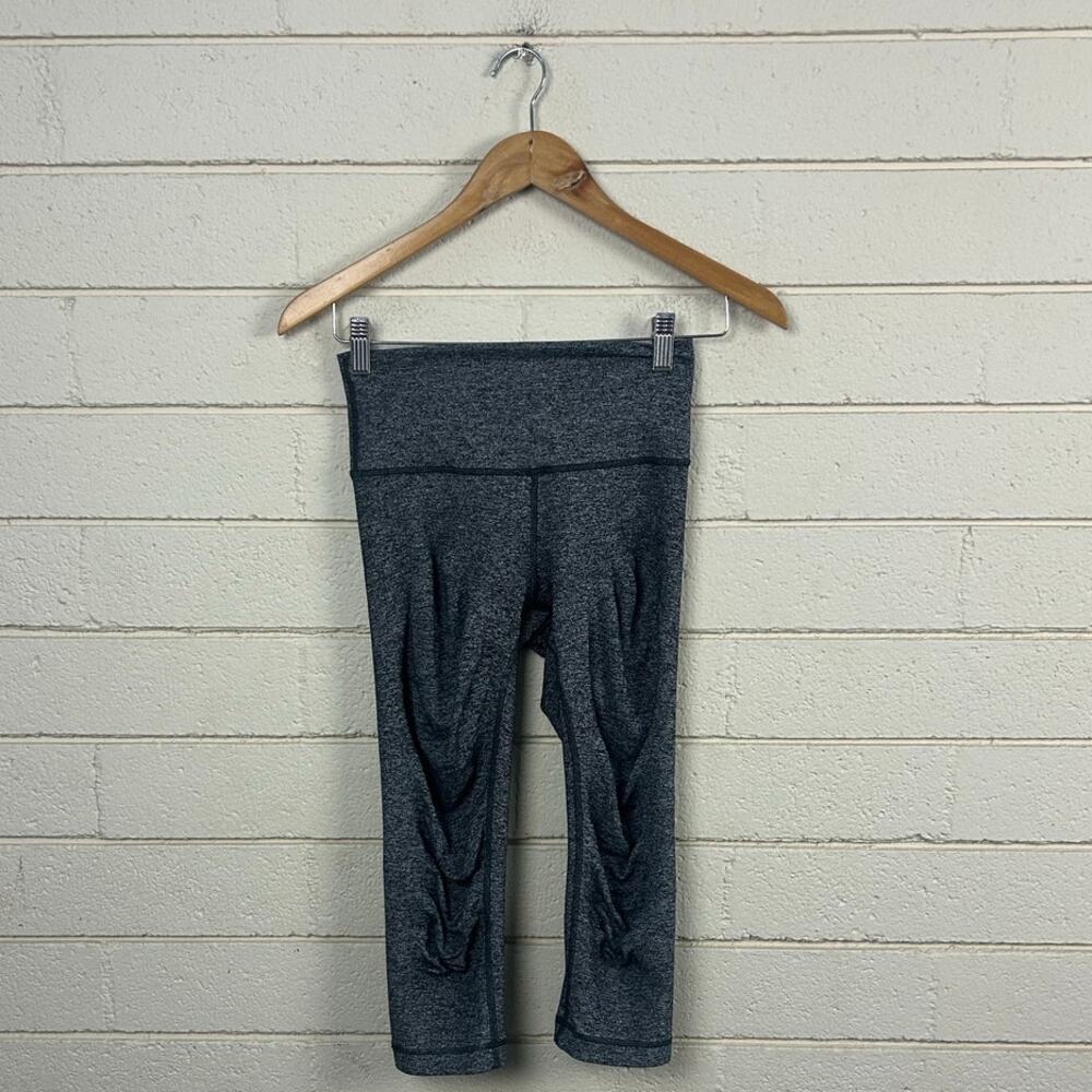 Lululemon Wunder Under Cropped Heathered Black Legging size 4 - Picture 3 of 9
